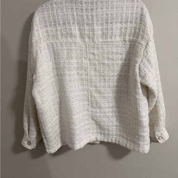 Zara Off-White Tweed Button-Up Jacket - Picture 8 of 9
